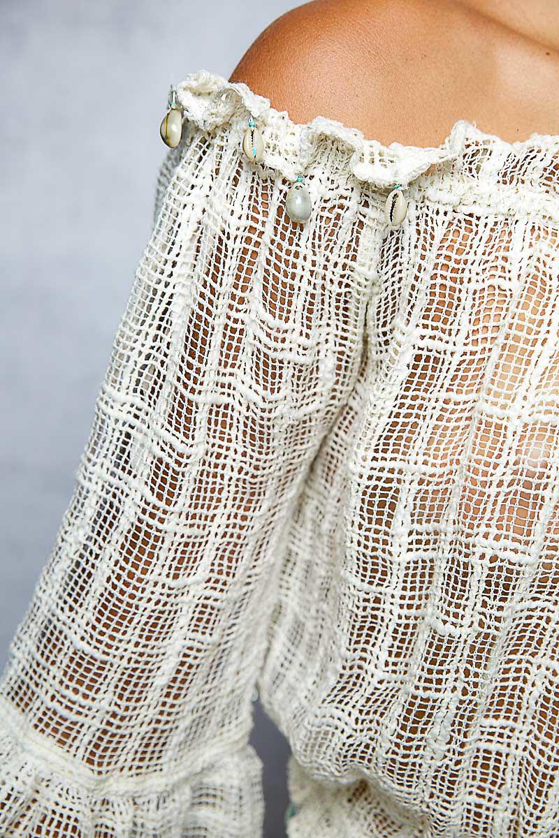 Ivory Crochet Off-Shoulder Top