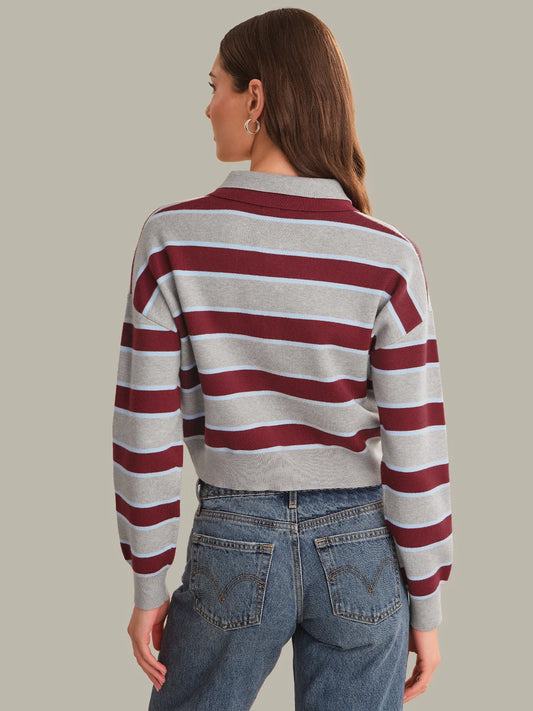 Vera Double Johnny Collar Rugby Stripe Pullover