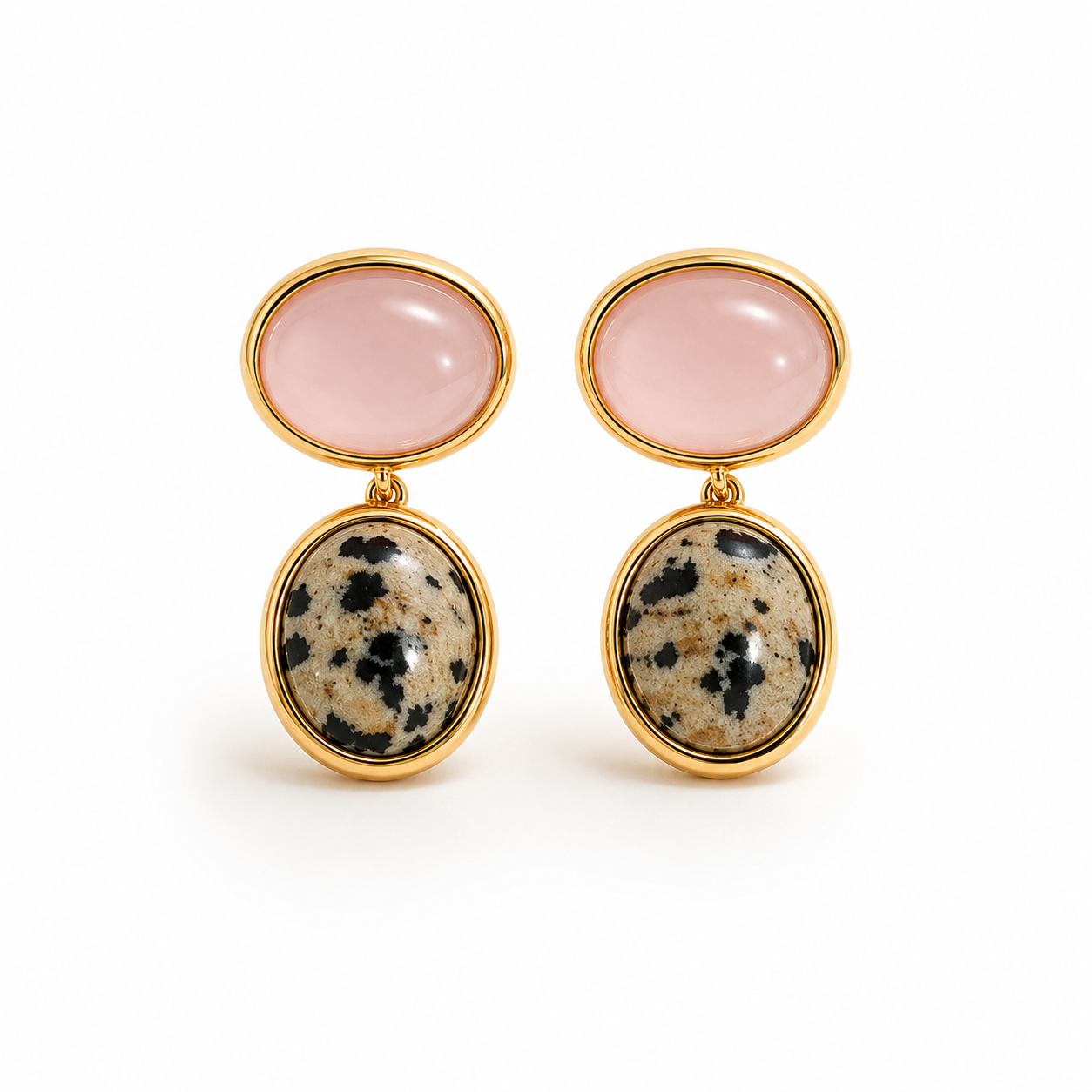 The Rose Quartz Palma Studs- Gold