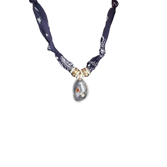 Navy Bandana Necklace