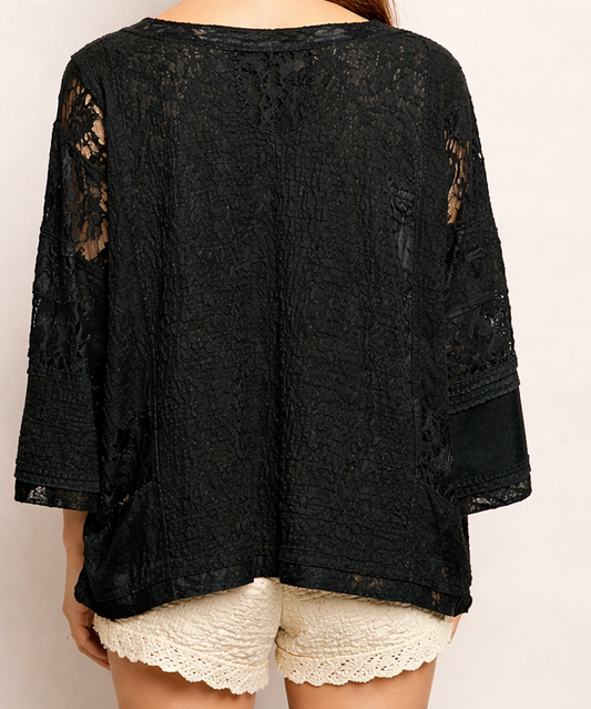 Black Lace V-Neck