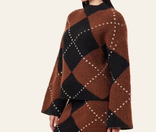 Argyle mock neck sweater