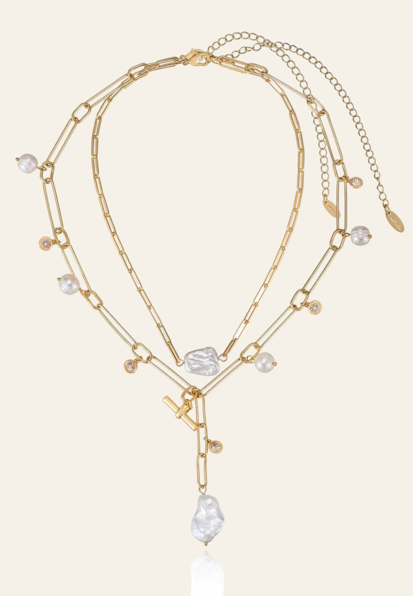 Deep Water Pearl Lariat Necklace