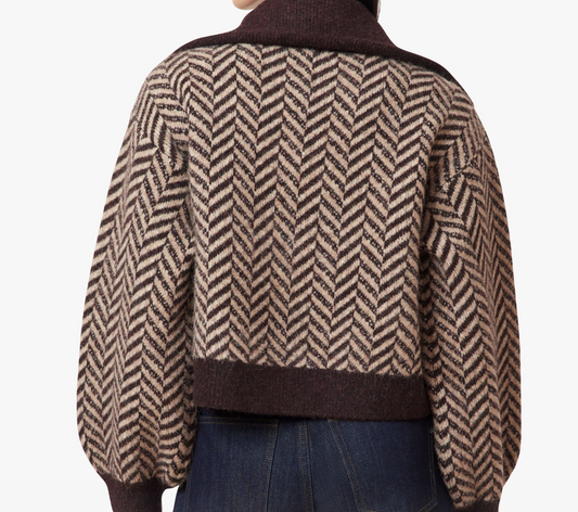 Herringbone zip front cardigan