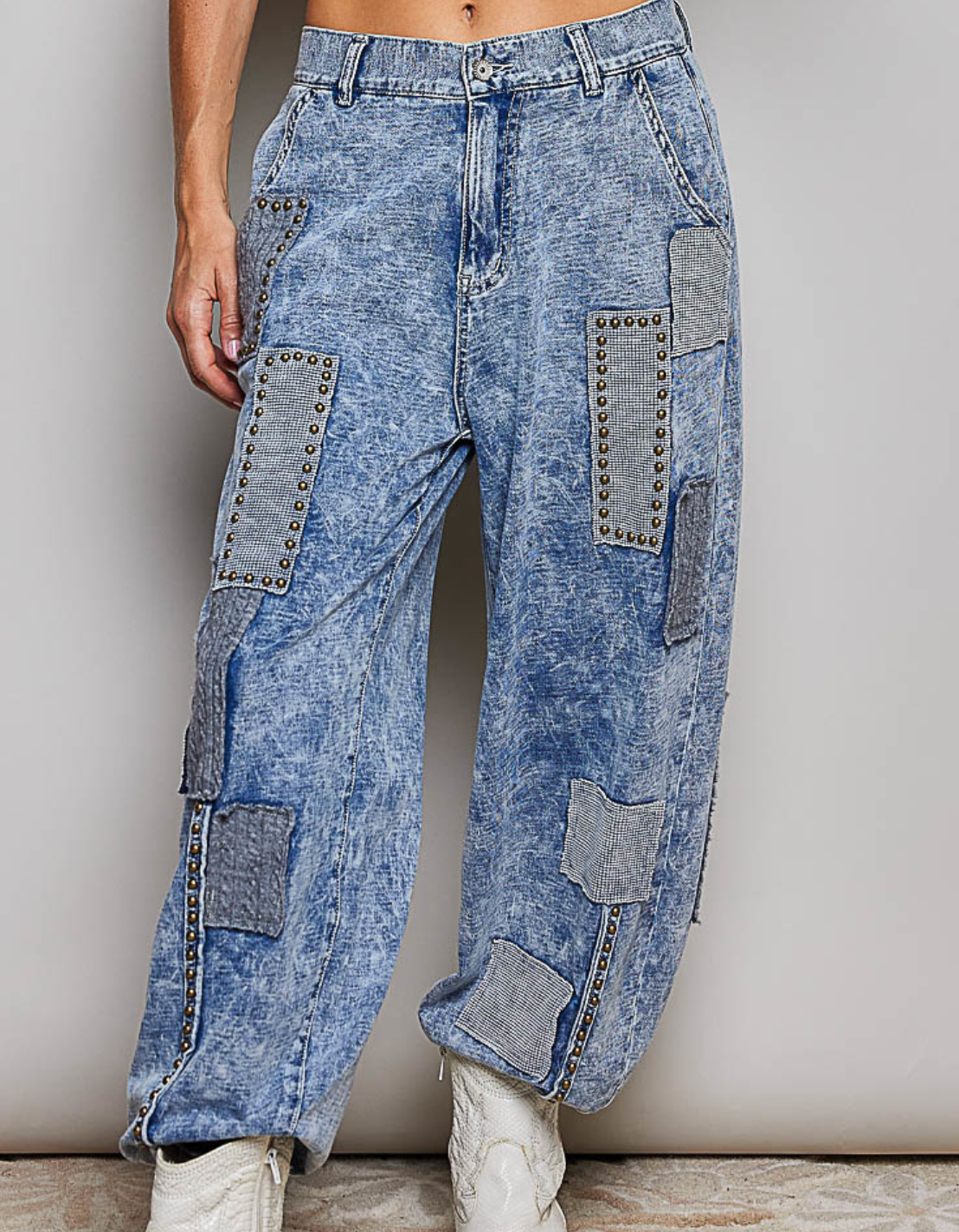 Denim Studded Jean Joggers