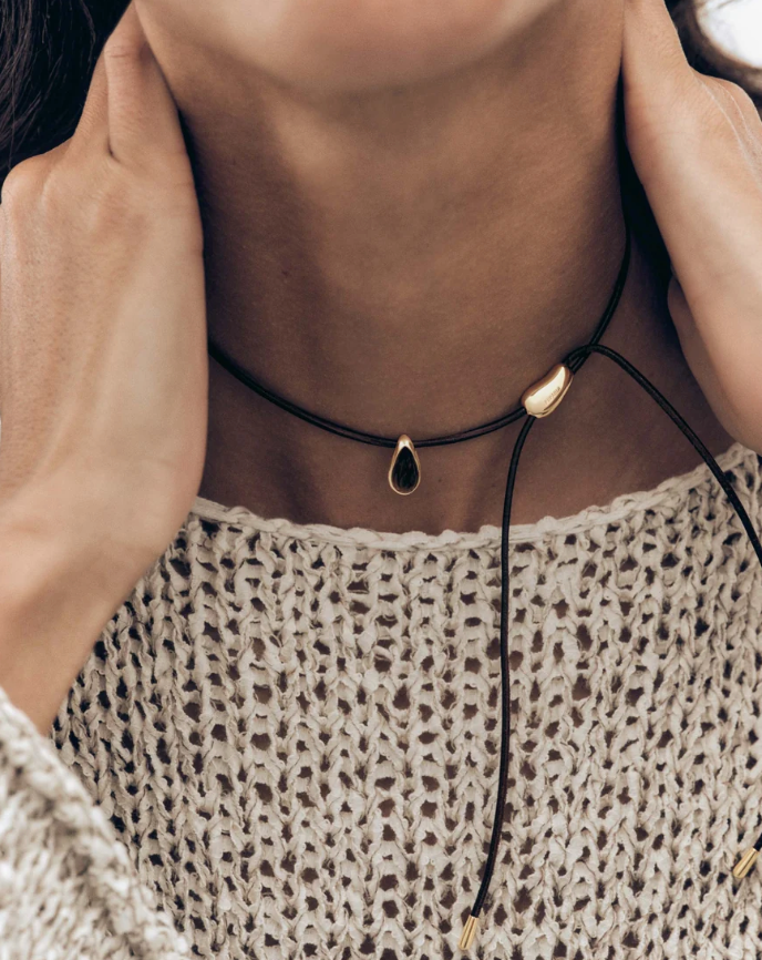 Smoky Quartz Luna cord necklace