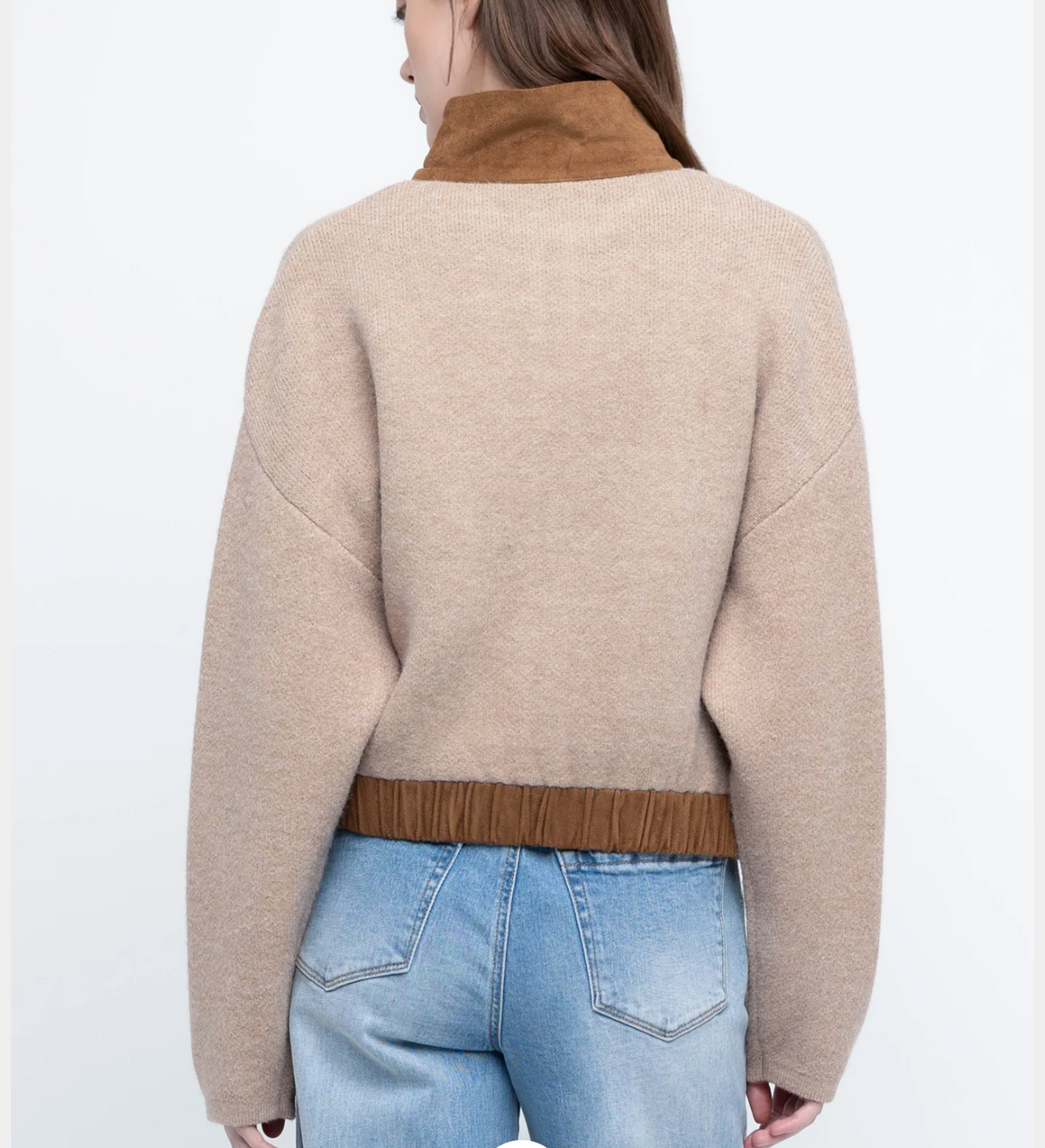 Latte Suede Bomber Jacket