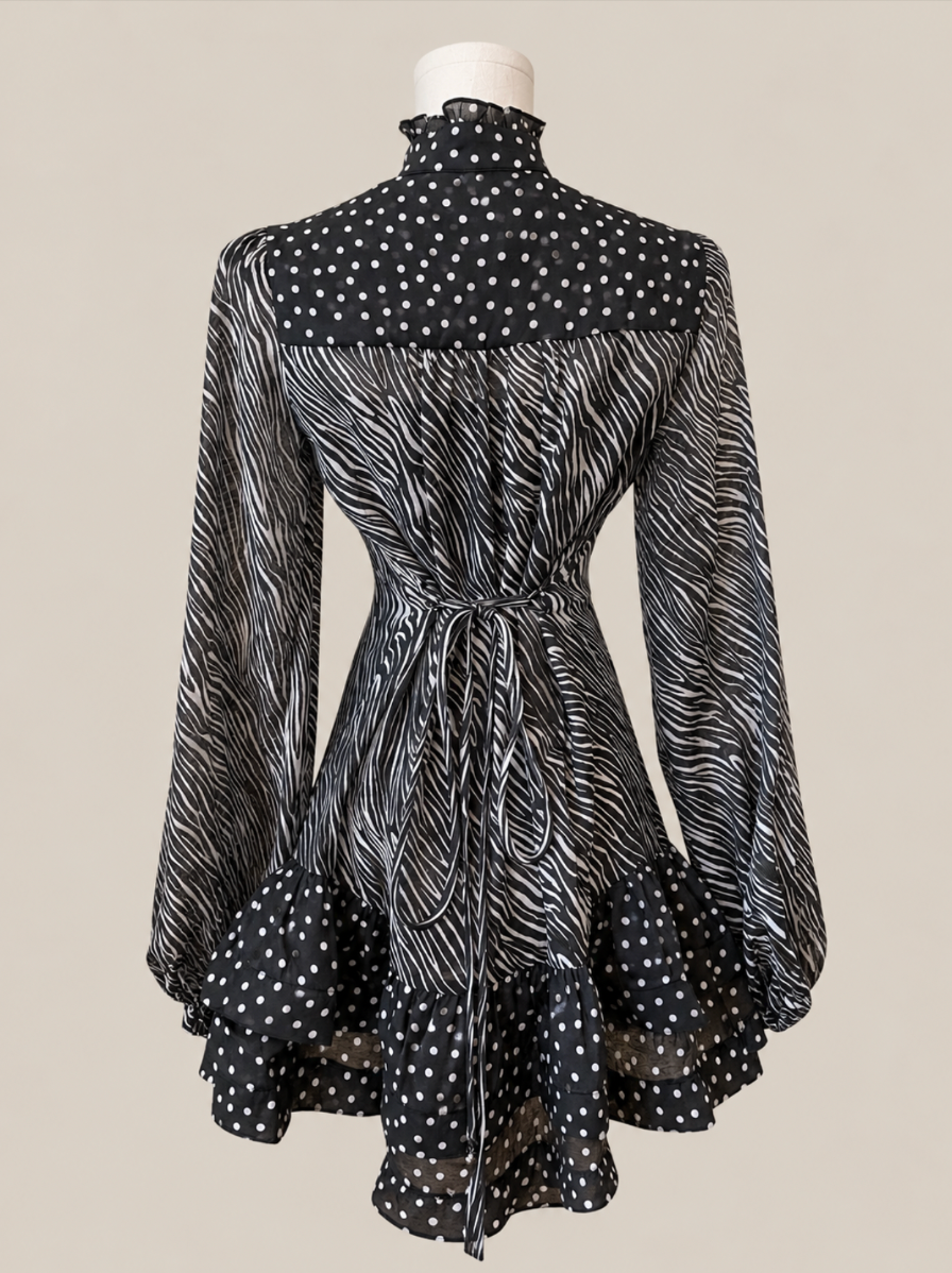 Emberelle Mini Dress in Black and White