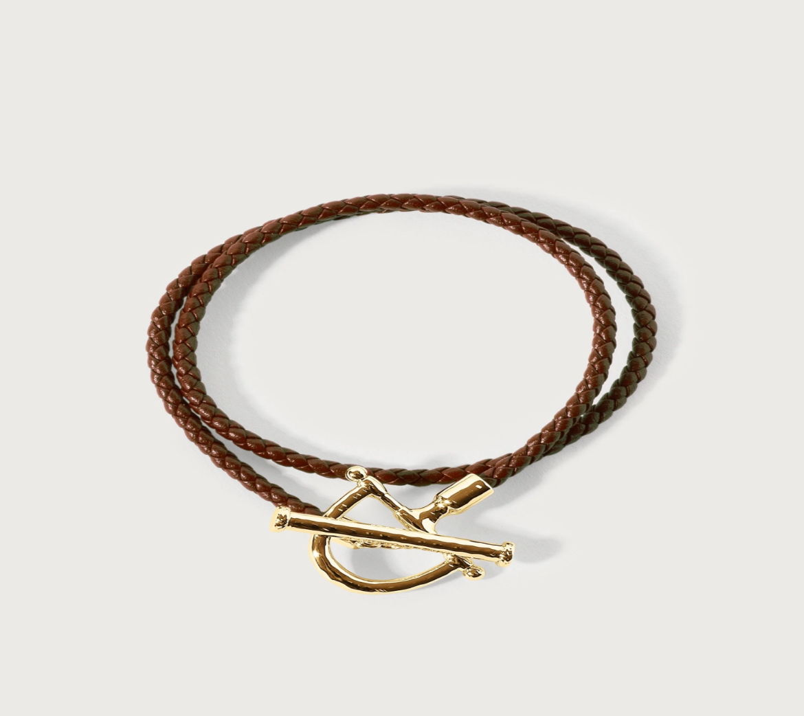 Cheval Leather Wrap Bracelet , Gold