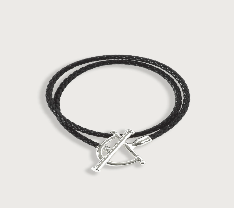 Cheval Leather Wrap Bracelet, Silver