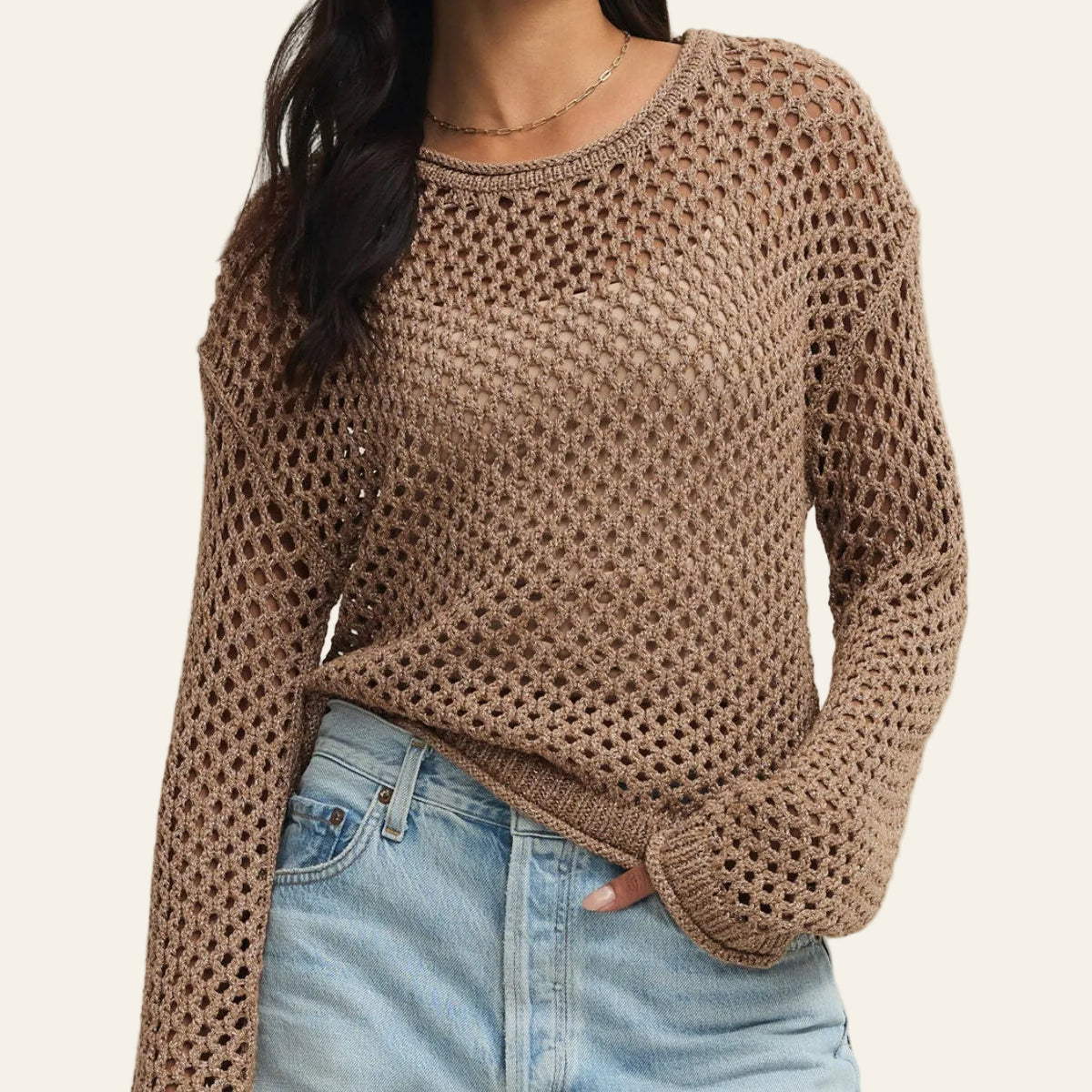 Cala Shimmer Crochet Sweater