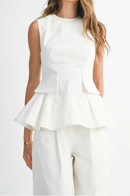 Peplum Sleeveless Top/Pants Set