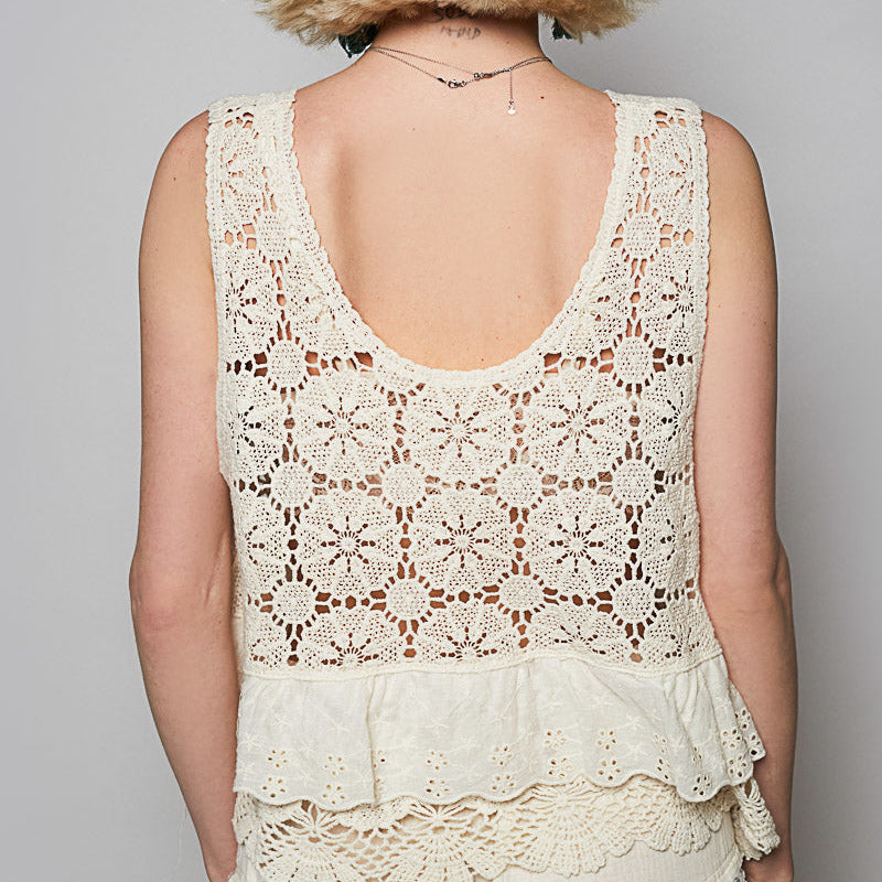 Lace & Crochet Sleeveless Top
