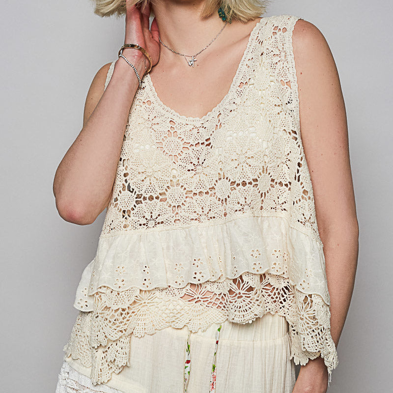 Lace & Crochet Sleeveless Top