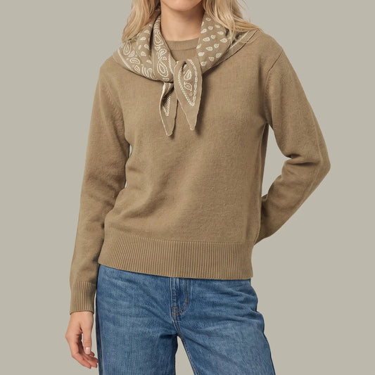 Lenn High Vee Pullover with Removable Paisley Scarf