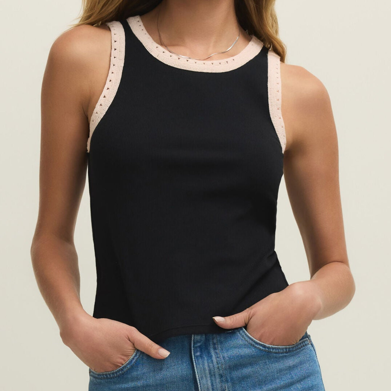 Clarke Rib Tank in Black