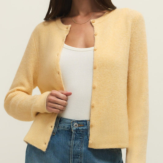 Medina Rib Cardigan in Custard