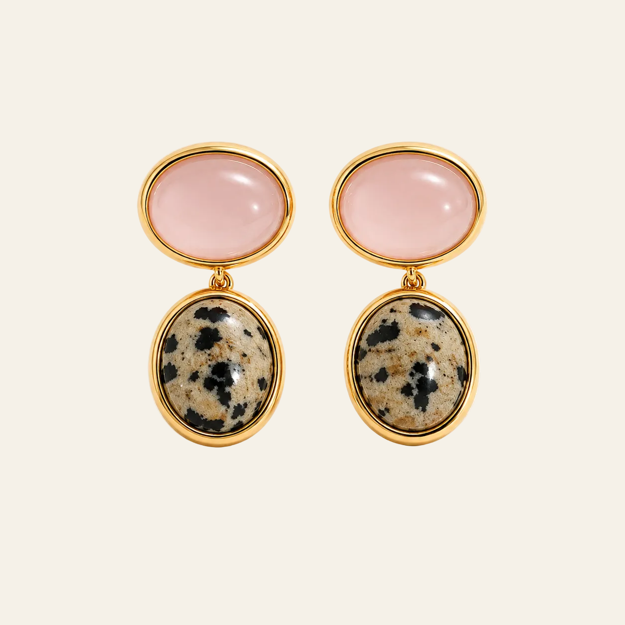 The Rose Quartz Palma Studs- Gold
