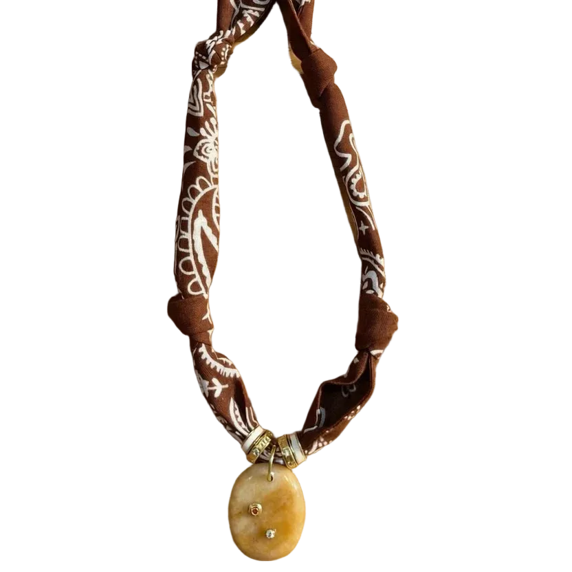 Brown & White bandana Necklace