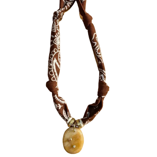 Brown & White bandana Necklace
