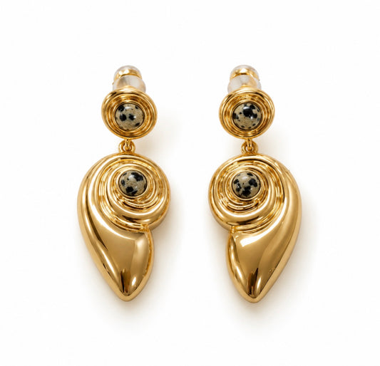 The Palma Shell Statement Earrings- Gold