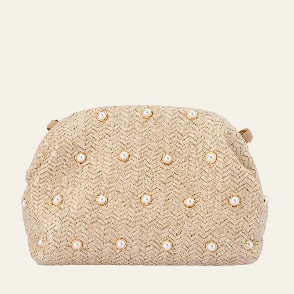 Kaia Studded Woven Clutch