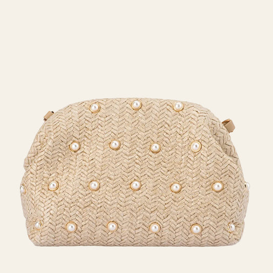 Kaia Studded Woven Clutch
