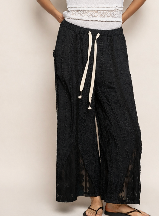 Black Lace Wide Leg Pant