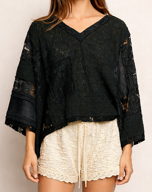 Black Lace V-Neck
