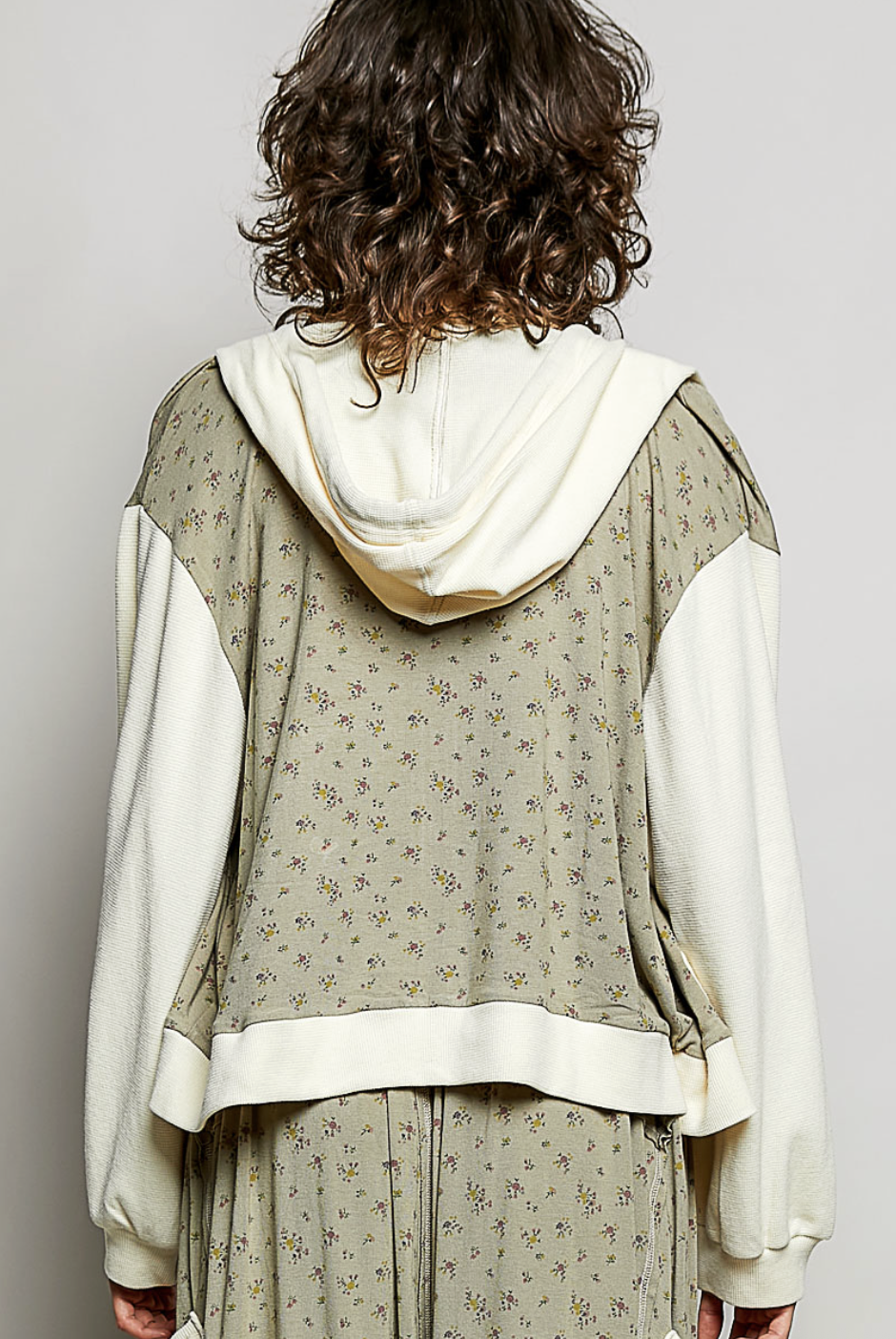 Sage Floral Knit Hoodie