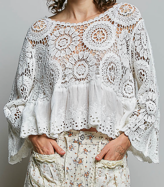 Daisy Eyelet Knit Top