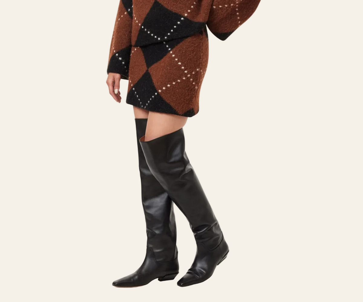 Argyle mini skirt sweater skirt
