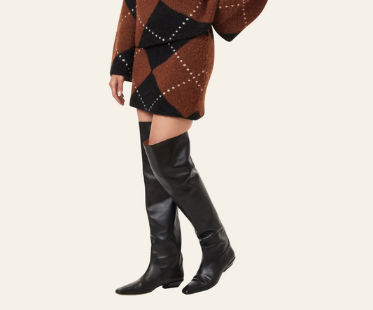 Argyle mini skirt sweater skirt