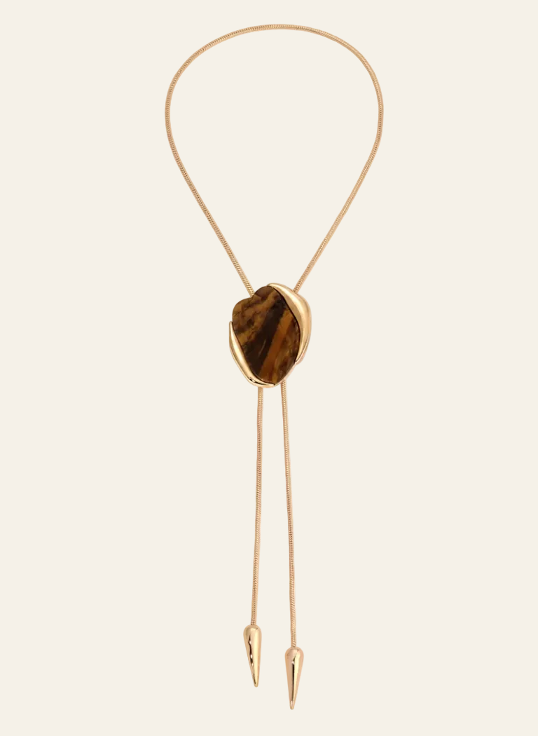 Tiger's Eye Statement Bolo Necklace