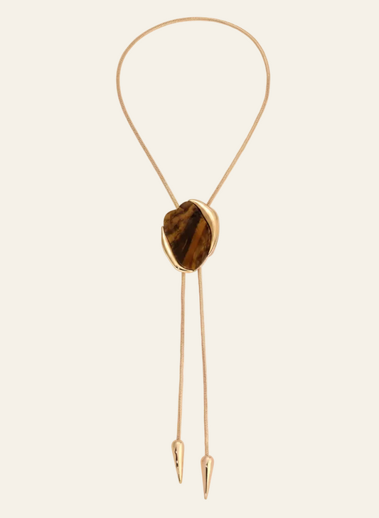 Tiger's Eye Statement Bolo Necklace