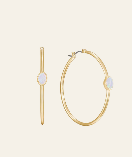A Drop of Opal Hoop Earrings
