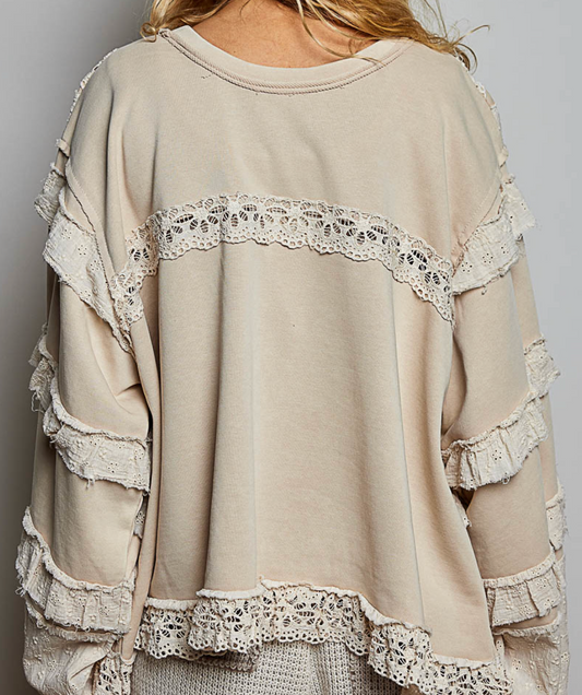 Beige ruffle sweater POL
