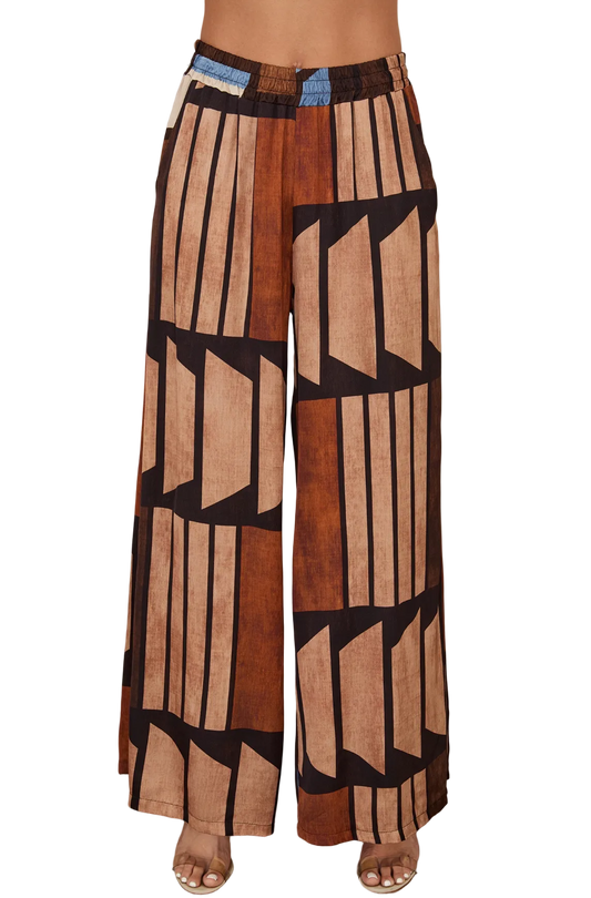Geometric Multicolor Print Pants