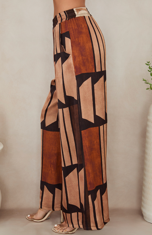 Geometric Multicolor Print Pants