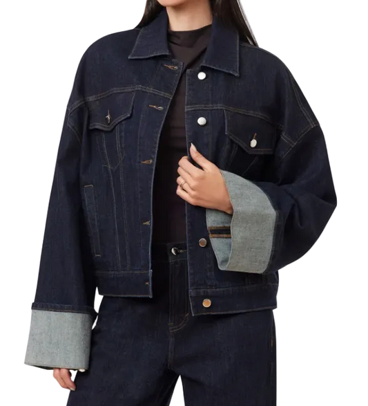 Cuffed Denim Trucker Jacket
