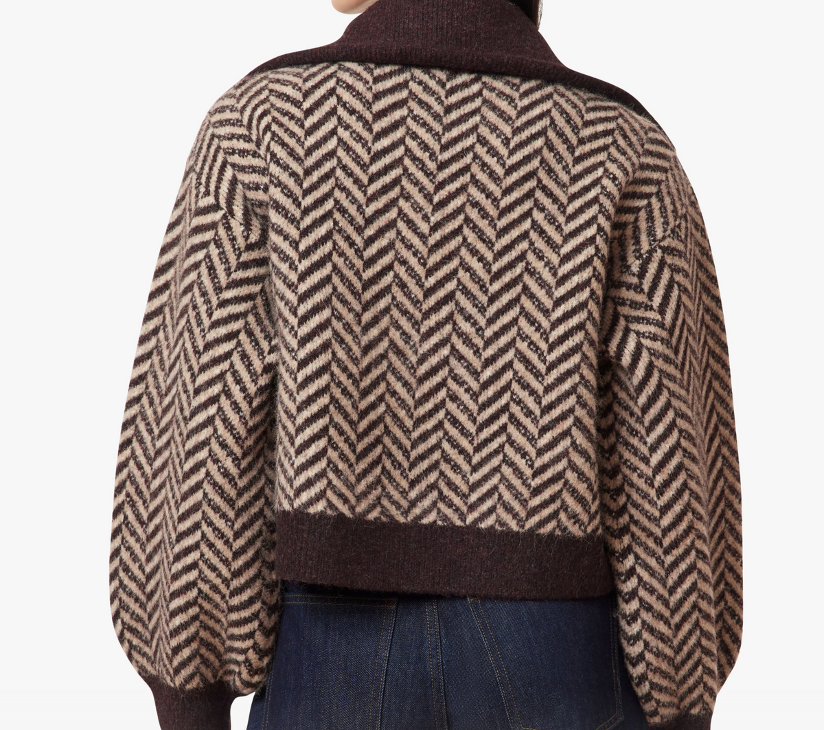 Herringbone zip front cardigan