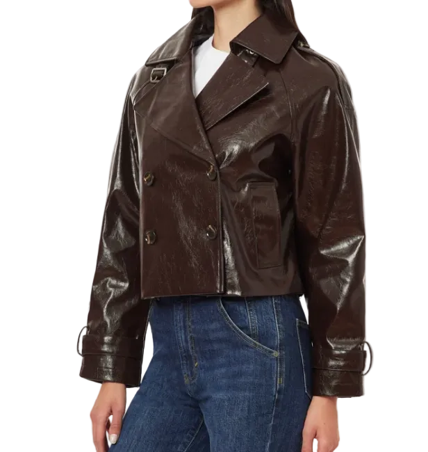 Textured Vegan Leather trench