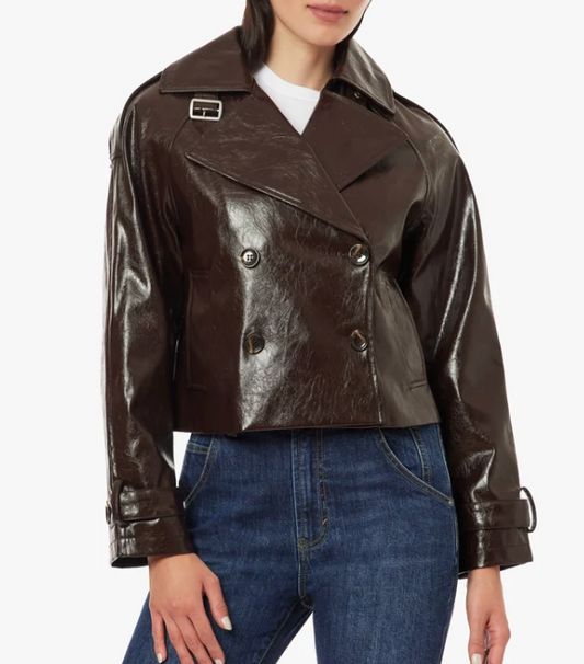 Textured Vegan Leather trench