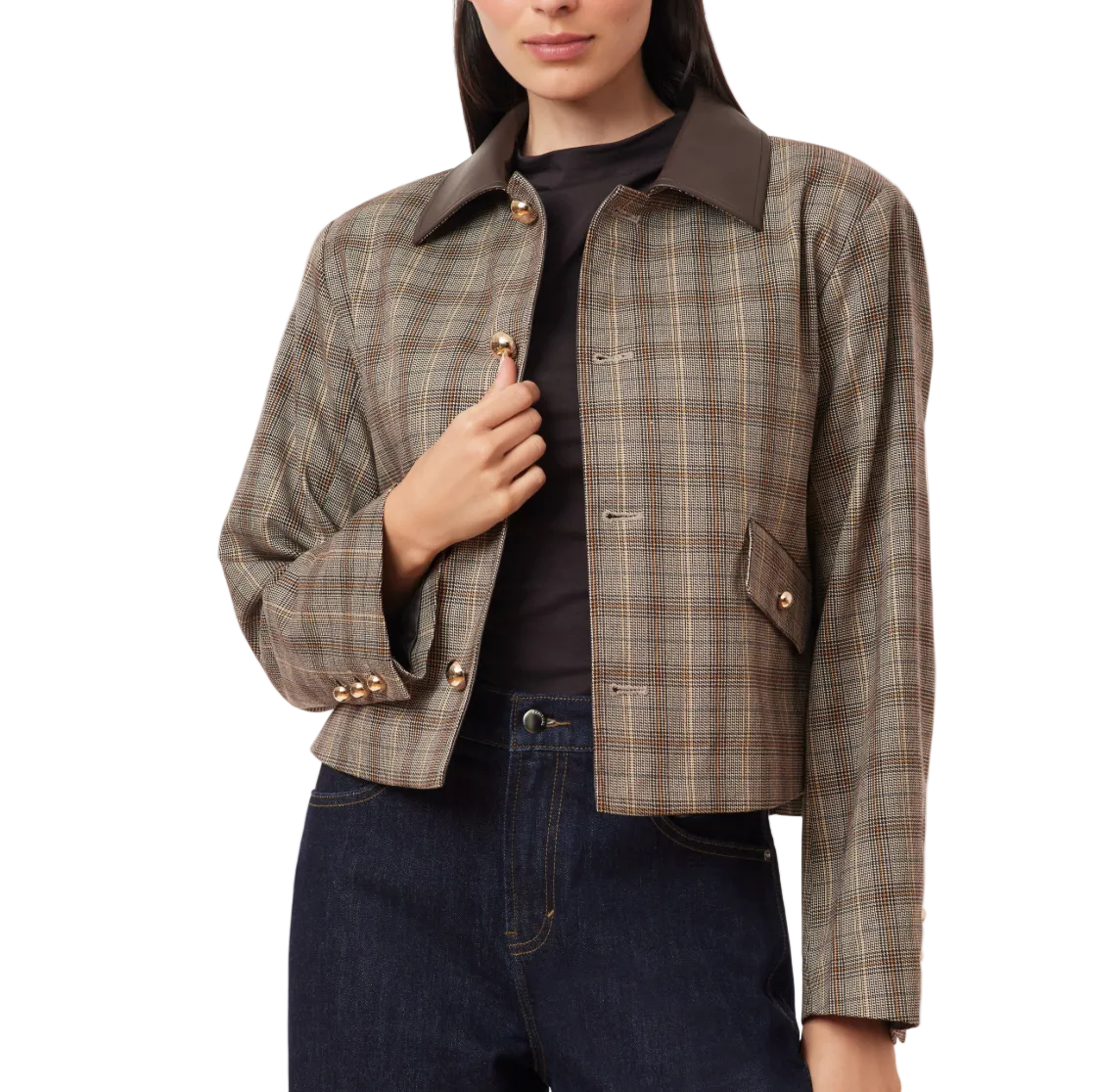 Houndstooth Check Swing Jacket