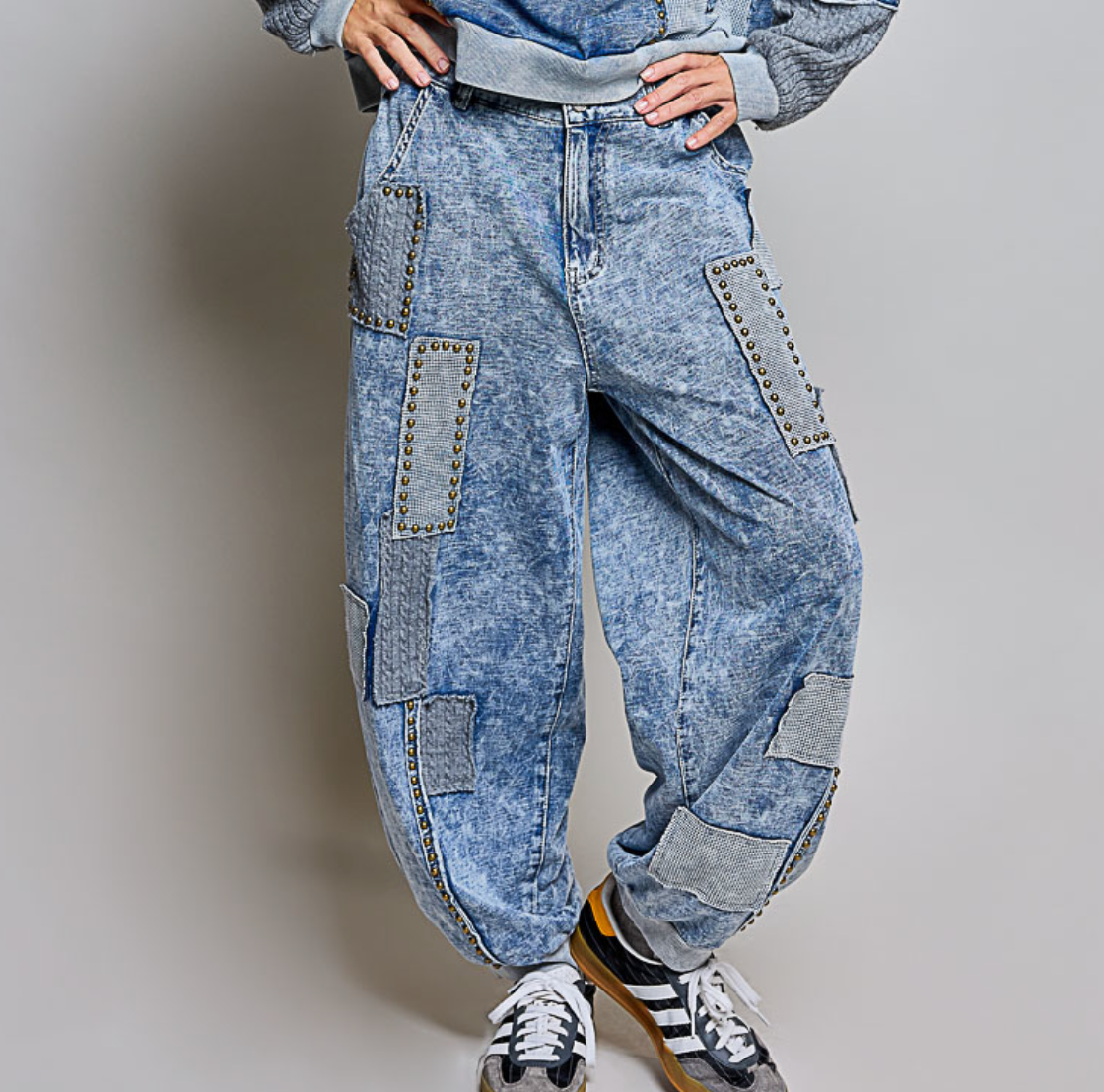 Denim Studded Jean Joggers