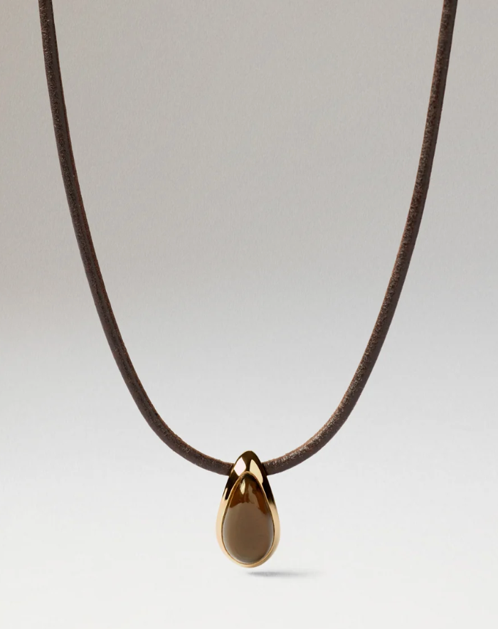 Smoky Quartz Luna cord necklace