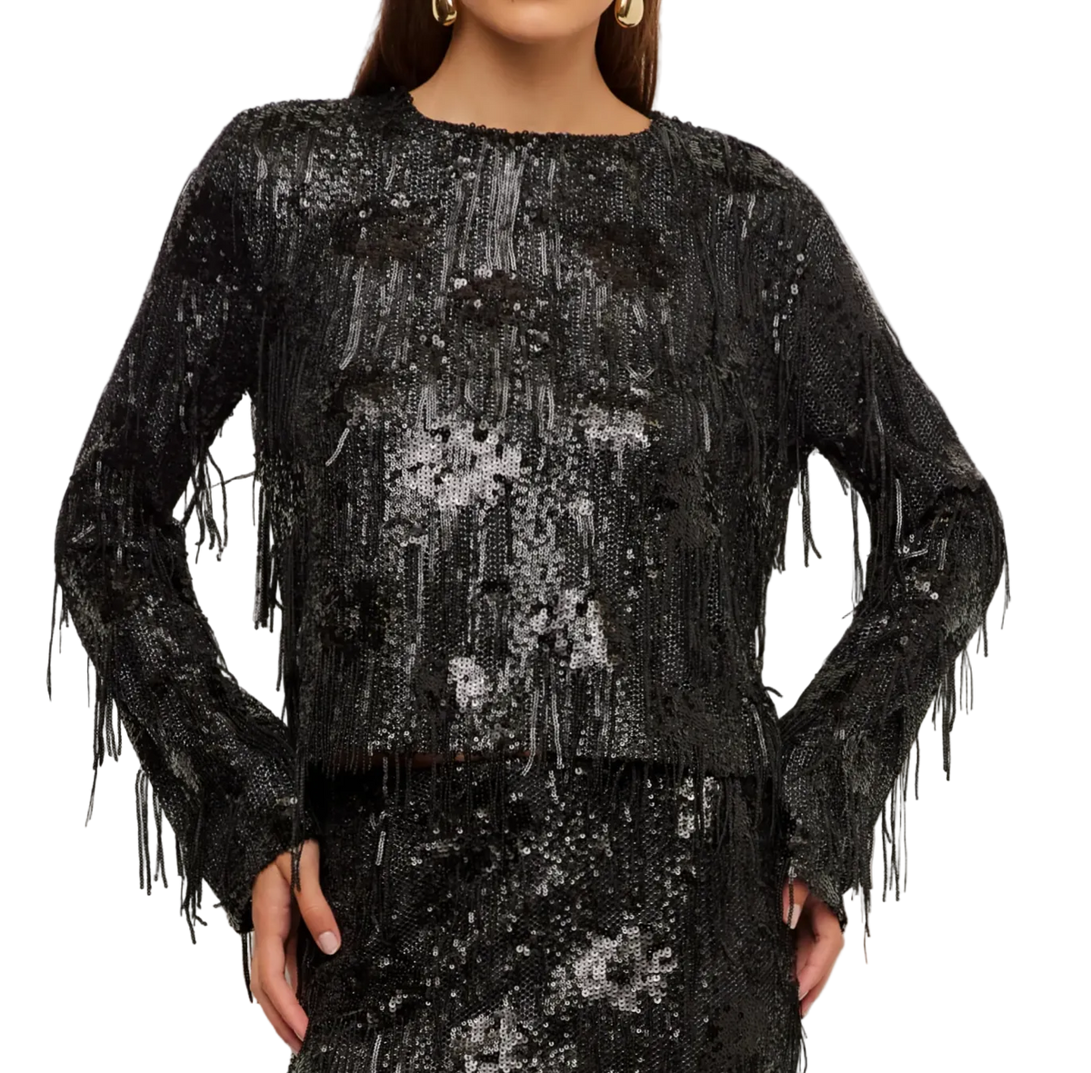 Danielle Sequin Fringe Top