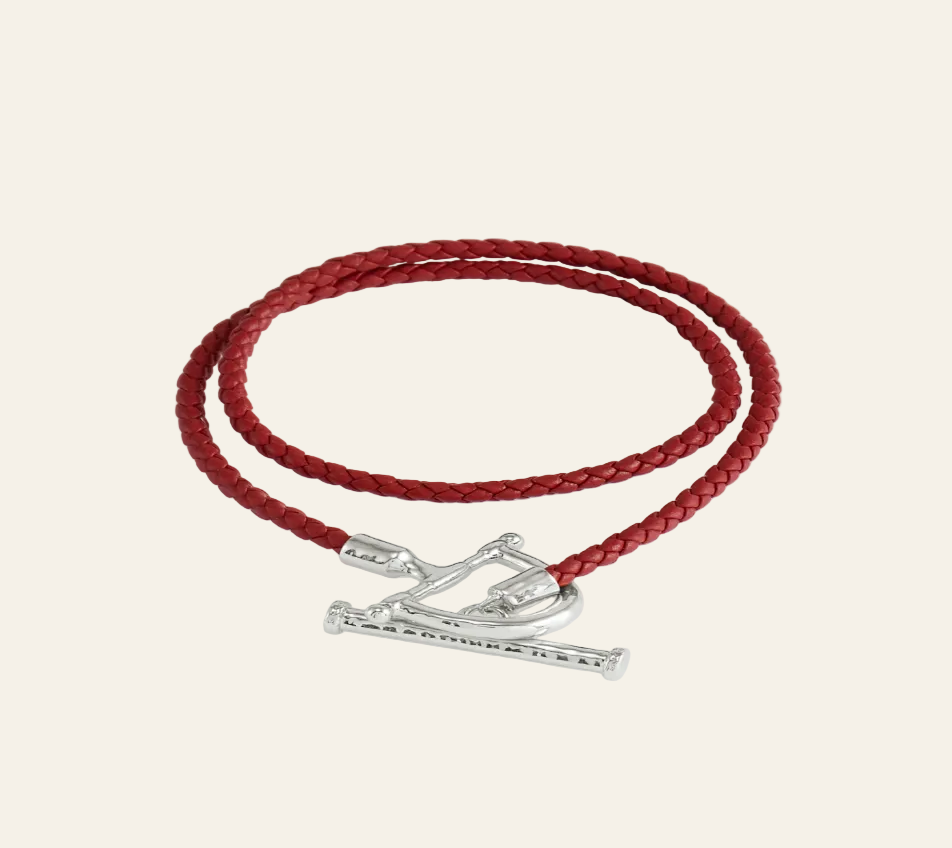 Cheval Leather Wrap Bracelet, Silver