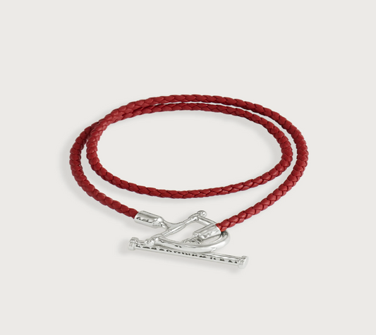 Cheval Leather Wrap Bracelet, Silver