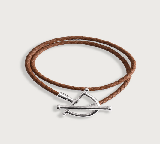 Cheval Leather Wrap Bracelet, Silver